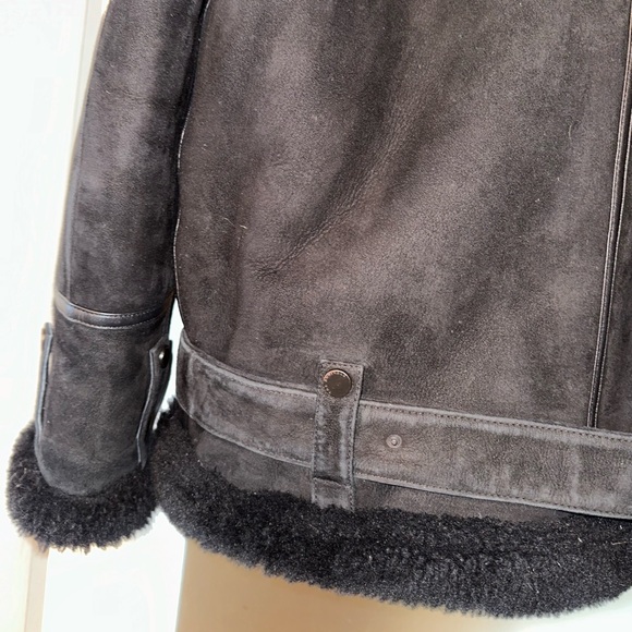 The Arrivals Moya Suede Black Shearling Jacket - Picture 12 of 12